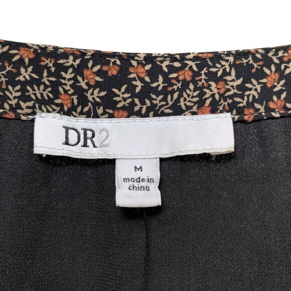 DR2 by Daniel Rainn Top Size Medium Womens Floral Peasant Blouse Black NWT - Picture 4 of 10